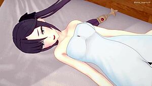 mona strips off her towel and dives into uncensored hentai fucking in 3d cartoon style