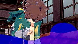 konosuba yaoi kazuma blowjob with cum in mouth