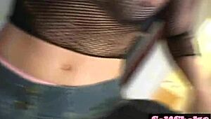 hey, wanna see this teen slut dry hump a horny dude?