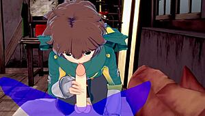 konosuba yaoi kazuma blowjob with cum in mouth