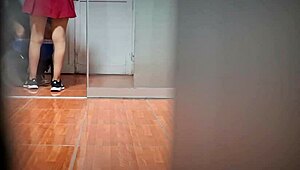 Watch this sexy secretary spy on her boss during overtime? He cums watching her!