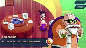 in kame paradise 2, chi chi gives roshi a handjob