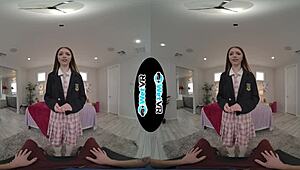 Cute Redhead with Small Tits Gets Her Tight Pussy Creamed by Monster Cock in VR Porn