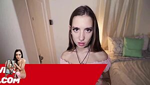 Petite stepsister Bailey Base caught and taken hard