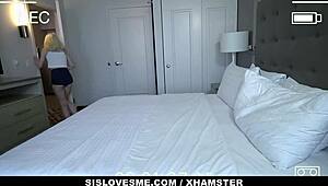 i'm so excited my cute blonde stepsister is suckin my cock in doggystyle