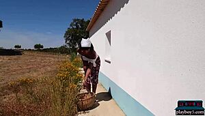 curvy indian milf strips naked outdoors