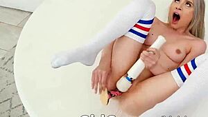 girl cums hard with intense orgasms on fourth of july