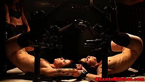 Lezdom dominant sluts get rough with bondage and submission