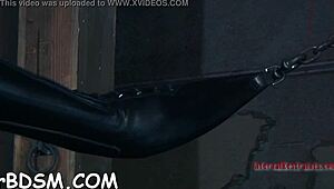 Rough bondage POV with slut sucking cock before bent over fucking.