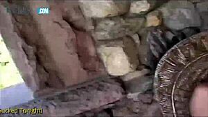 Perfect butt J fucks doggystyle outdoors with blowjob and facial