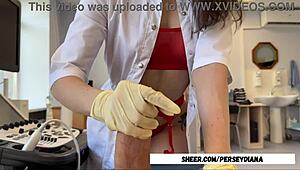 Nurse In Underwear Gives Blowjob And Doggystyle On Desk