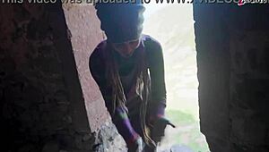 Tattooed slut with pierced pussy gets anal fucked outdoors