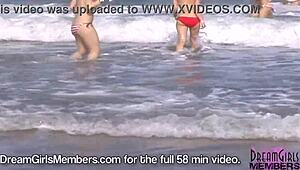 College coeds strip nude on a texas beach