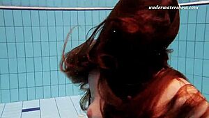 Tight Pussy Babe Salaka Ribkina Swims Nude Underwater in Pool