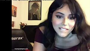 hot chubby tranny beats her meat and chills on webcam