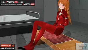 Asuka gives footjob and jerk off instructions in hentai 😏