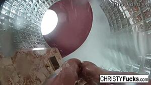 christy and dahlia enjoy big tits lesbian sex in hot shower with oral and ass play