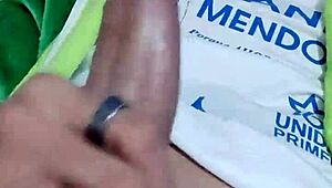 young guy with good cock masturbates excitedly