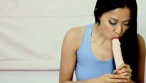 Tease with a condom in mouth during sexy handjob