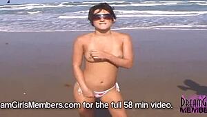 College coeds strip nude on a texas beach