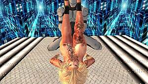 kayla gets caught by a robocop for rough alien anal action. her big tits bounce wild.