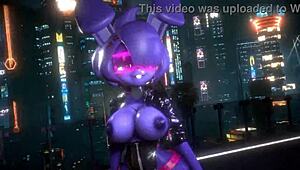 Bonnie from FNF performs a bonfie dance in 3D cartoon hentai style