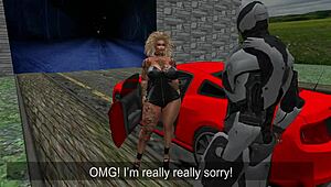 kayla gets caught by a robocop for rough alien anal action. her big tits bounce wild.