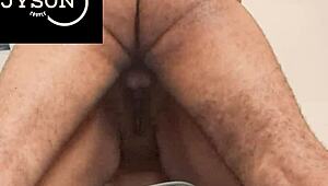 chubby amateur couple fucks ass close-up in homemade