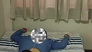 colegiala rides her profesor in cowgirl for a good grade, big ass bouncing