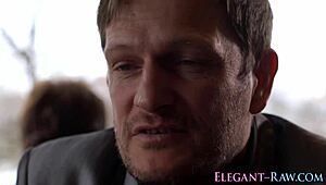 European babe sucks dick