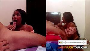 Cheating with thick latina teen 18+ who gives deepthroat blowjob to my big cock 😉