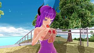 just chilling with 3d hentai, big ass and tits rocking fishnet