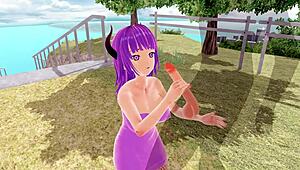 just chilling with 3d hentai, big ass and tits rocking fishnet