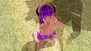 just chilling with 3d hentai, big ass and tits rocking fishnet