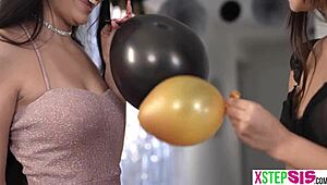 Latina stepsister angel gostosa and bff madison wilde party nude with blowjob and threesome