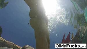 Olivia Masturbates Nude In Pool With Exposed Tits And Pussy