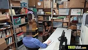 Hot ebony teen gets punish fucked on CCTV after shoplifting in rough doggystyle.