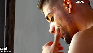 Ass stretching session on the balcony