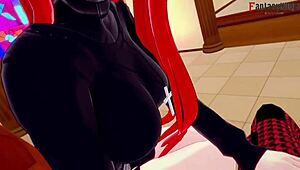 Pretty Parasoul gives PUBLIC BLOWJOB on bus in Skullgirls hentai.