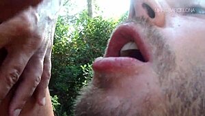 Watch those big dicks in my mouth during outdoor blowjobs?