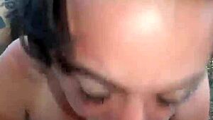 I give rough sloppy blowjob to big cock outdoors.