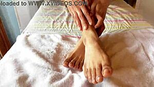 Polish pornstar shows off clear nails and bare feet fetish