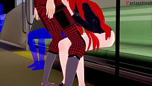 Pretty Parasoul gives PUBLIC BLOWJOB on bus in Skullgirls hentai.