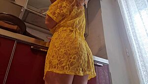 Latina maid cleans while enjoying natural tits and big cock