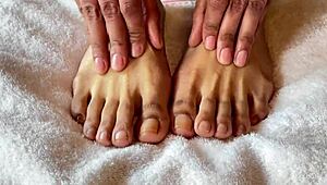 Polish pornstar shows off clear nails and bare feet fetish