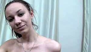 stunning czech teen 18+ seduced in shop with ripped clothes pov blowjob and ass penetration