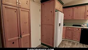 Slutty teen 18+ gives stepdad a sloppy wet blowjob - avi love