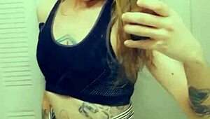 miniskirt tranny loves showing her cock in stockings