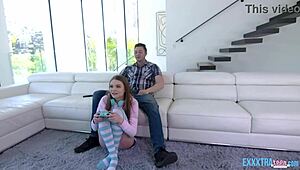 cute teen jessae rosae gets fucked hard by big dick brad sterling in cowgirl position