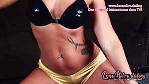 This tanned brunette amateur was licking and fucking a monster cock, getting her ass pounded hard in a reality scene